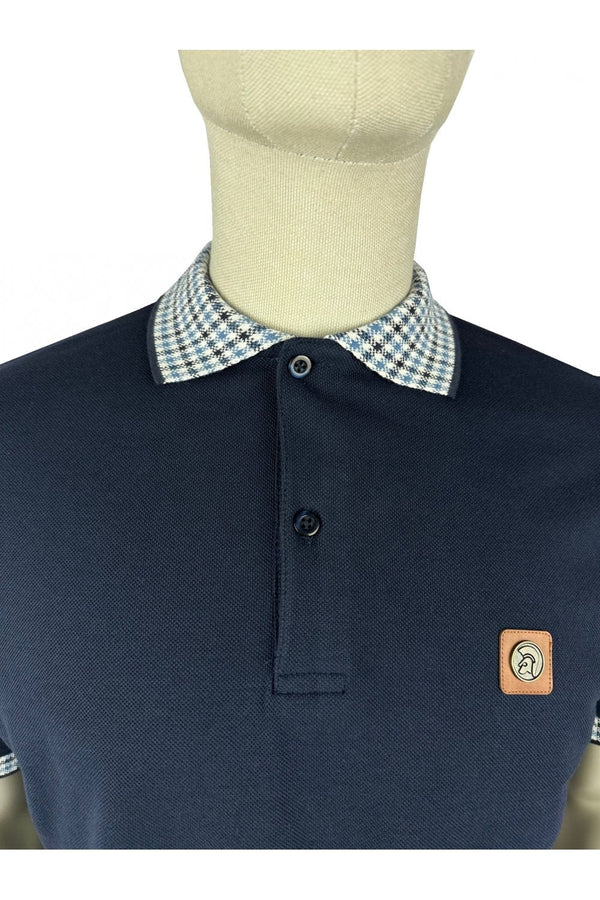 Trojan Mini-gingham trim polo TR/8933