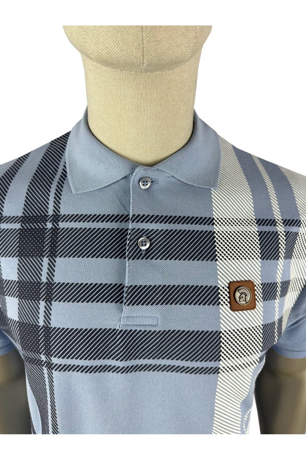 Trojan Oversize Check Panel Polo TR/8868 Sky Blue