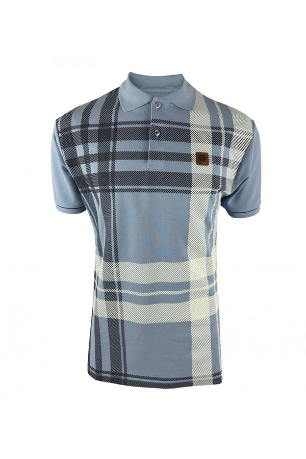 Trojan Oversize Check Panel Polo TR/8868 Sky Blue